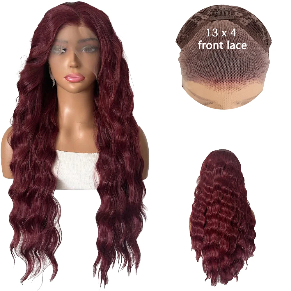 Perruque Lace Front synthétique ondulée 13 × 4HD, 26 pouces, densité 180%, adaptée aux perruques de jeu de rôle quotidiennes pour femmes, résistantes à la chaleur