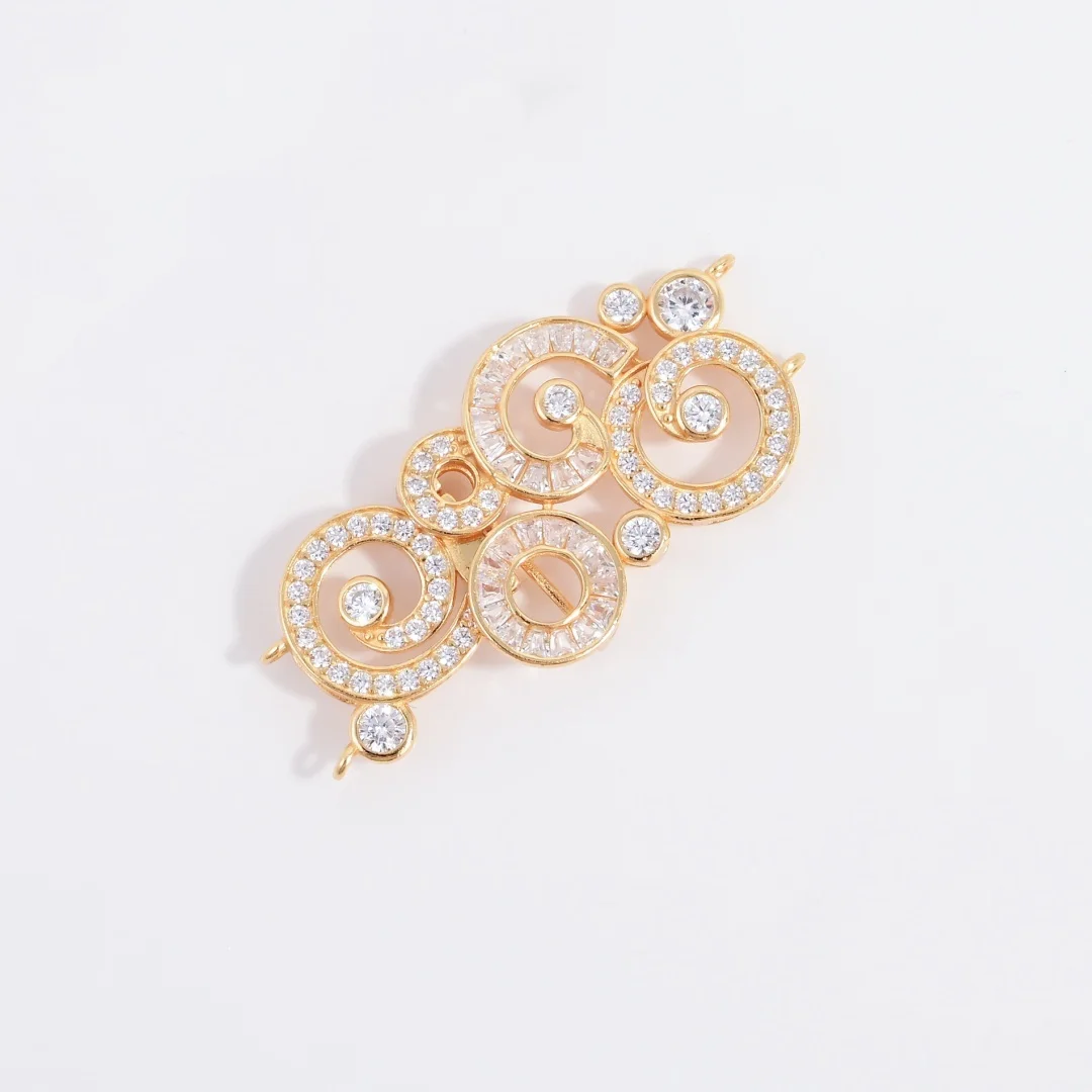 S925 Sterling Silver Spiral Ring Multi-Pendant Pearl Clasp Connector, Used As A Material For Bracelet And Necklace Jewelry SK142
