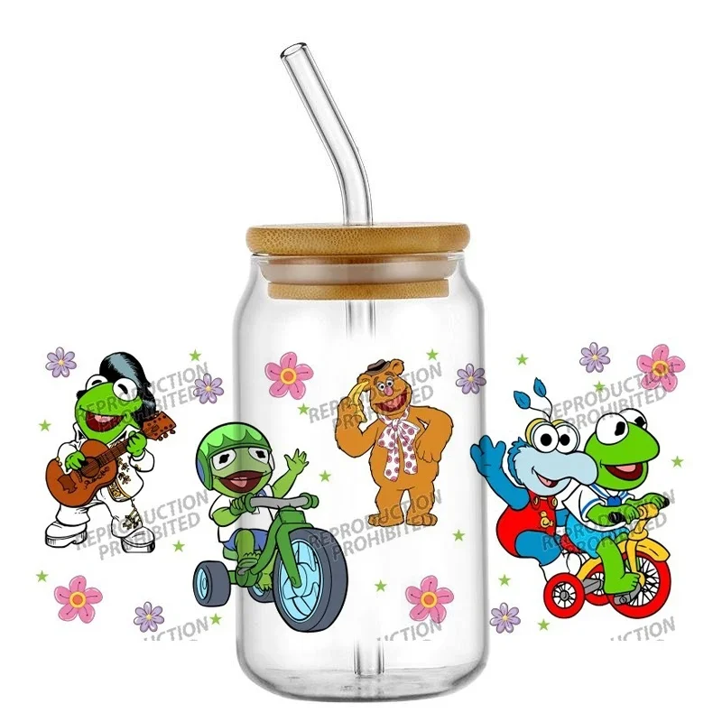 Popular Puppet Show UV DTF Cup Wraps, 16oz Custom Label Transfer Stickers, Waterproof for Libbey Glass Can