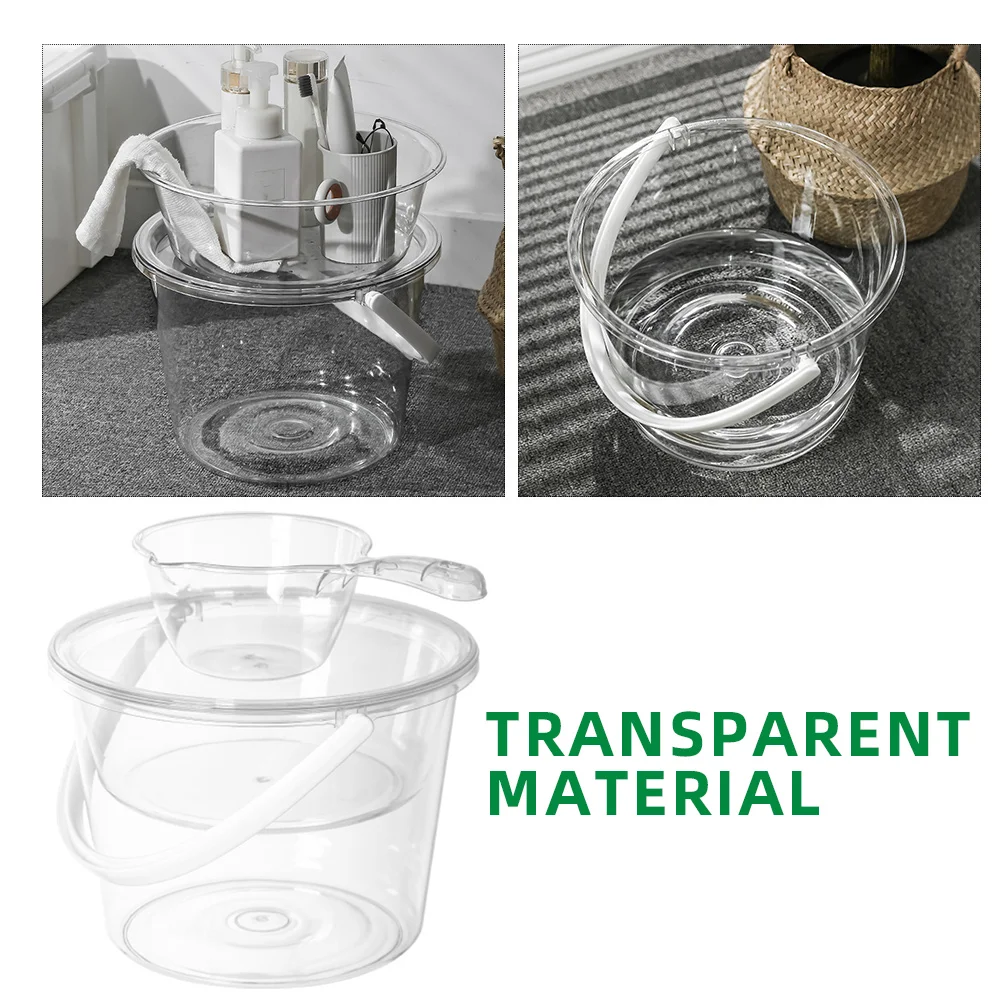 1 set Transparent Foot Washing Bucket Set Large Capacity Plastic Bath Home Beach Sand Storage Carry Handle for Home