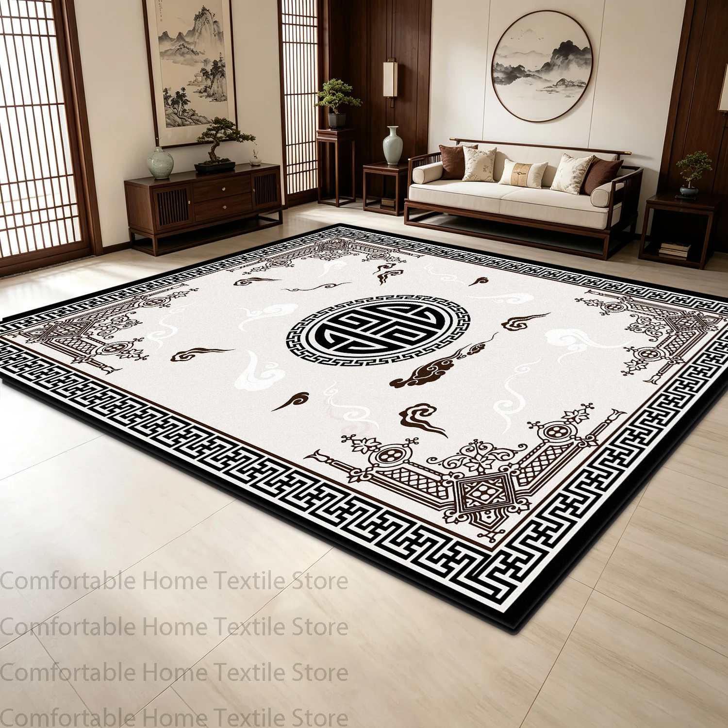 New Chinese Style Floral Bird Patterns Decoraton Living Room Carpet Antiskid Fluffy Study Room Rug Easy Cleaning  Durable Mat