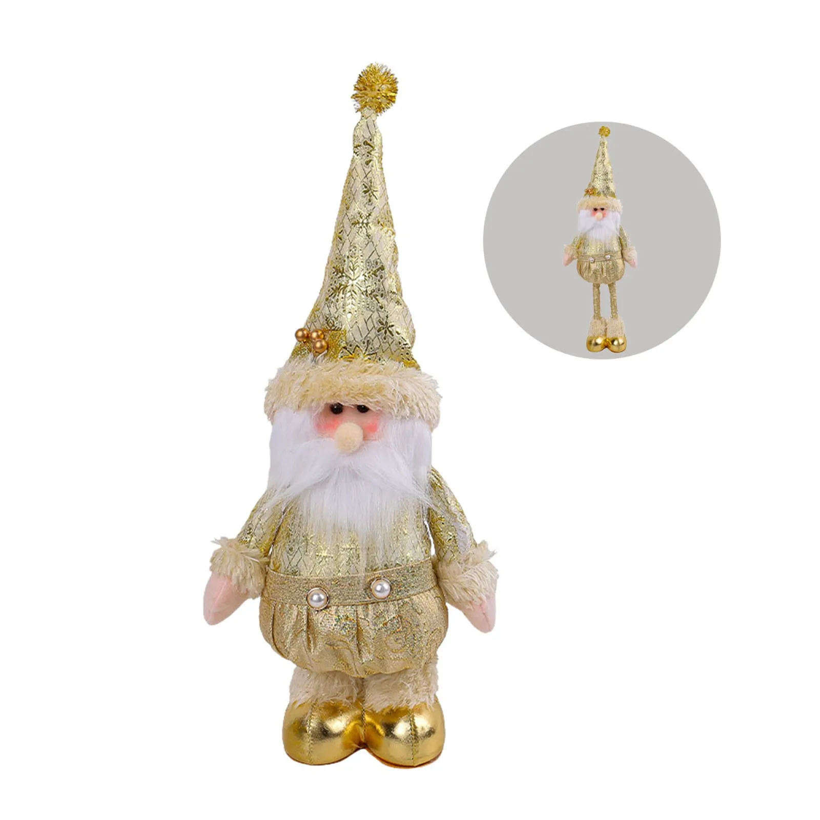 Golden Glitter Santa Snowman Christmas Telescopic Figure Gold Christmas Standing Doll Decorations Christmas Keepsake Ornament