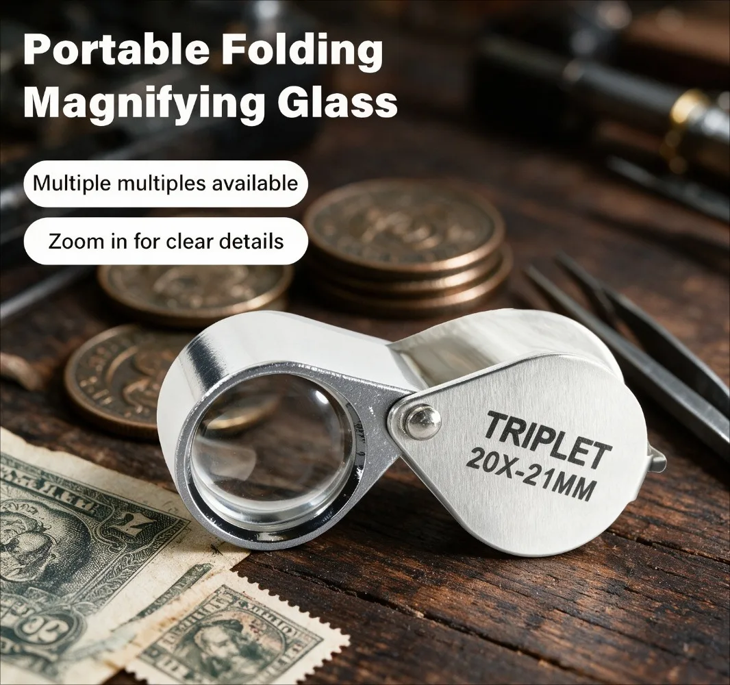 Loupe de bijoutier pliable 10-30X pour la lecture et l'observation des diamants, outil de joaillerie, loupe de poche triple