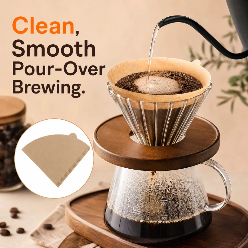 Disposable Cone Coffee Filter Paper for Pour Over Drip V60 Hand Brewing Coffee