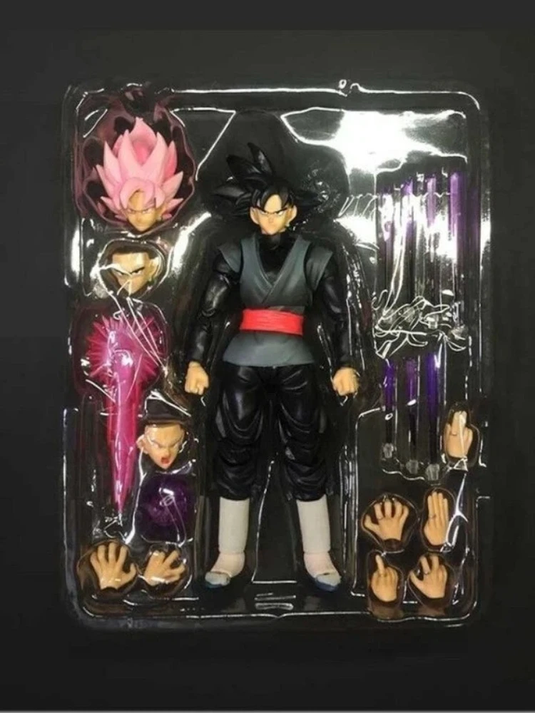 KO SHF Dragon Ball Goku Black Zamasu Goku Super Saiyan Rose Goku Artikulierte Actionfigur mit Komplettzubehör Anime-Modell Spielzeug Geschenk