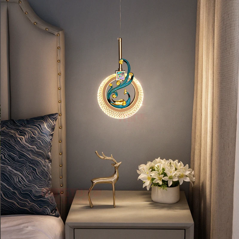 

Light luxury bedroom bedside hanging simple modern background wall phoenix new