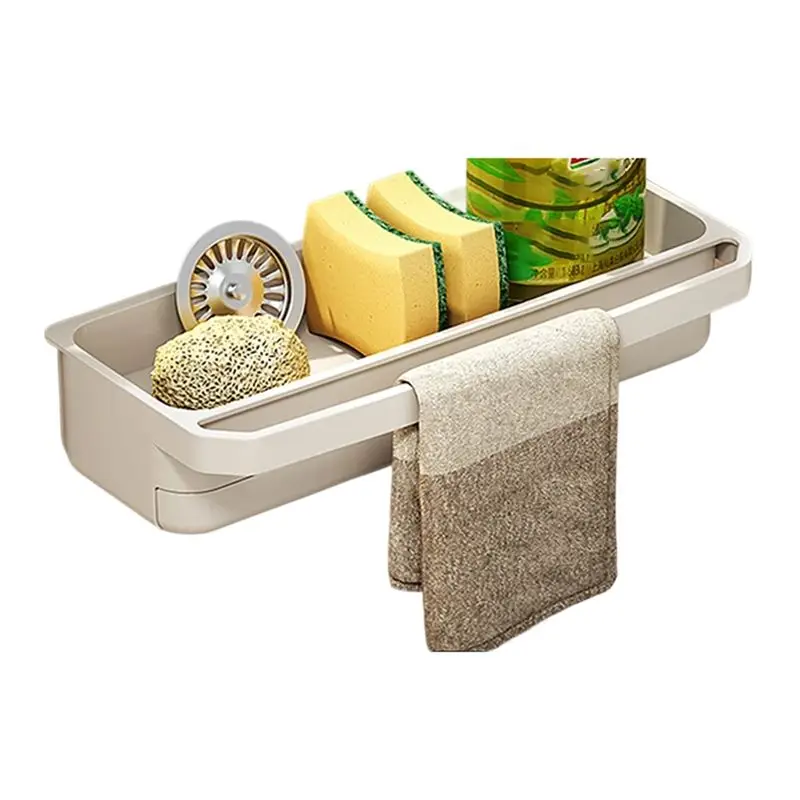 ABGG-Kitchen Sink Organizer Rack,Expandable Self-Draining Shelf For Sponge,Faucet Storage, Soap Drainer With Design