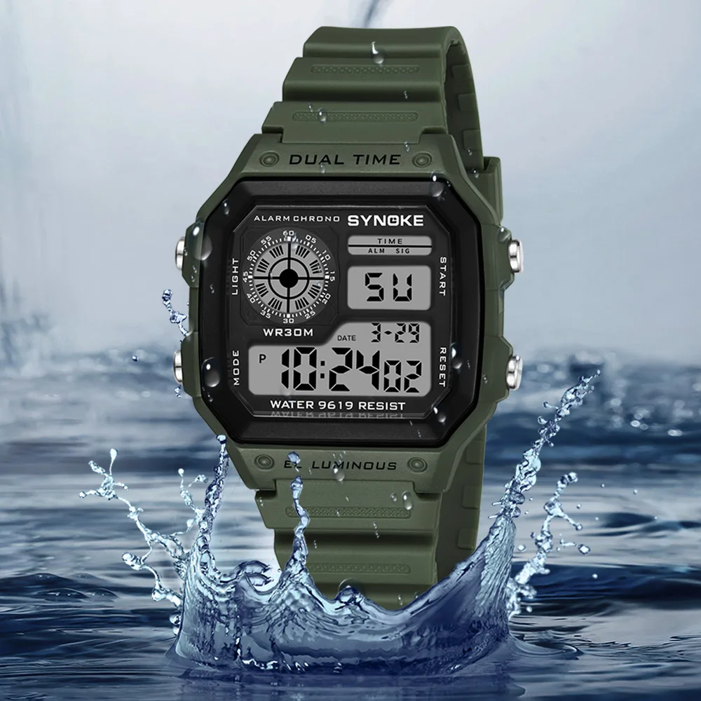 Luminous Waterproof Sports Watch Square Classic Student Clock Multifunction Digital Watch For Men reloj hombre