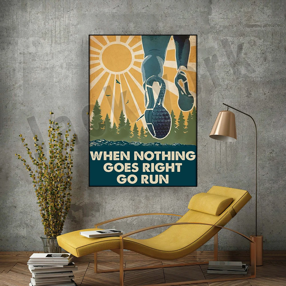 اذهب للجري عندما تكون كل شيء جيدًا، هدايا لمحبي الجري، ملصقات فنية جدارية لتزيين الحياة المنزلية، ملصقات الجري
