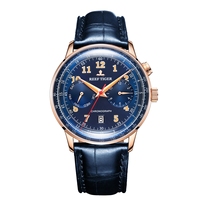 Reef Tiger Men Automatic Watch 44mm Chronograph Luxury Watch Mechanical Wristwatch Luminous Sapphire Month Week Date RGA9122