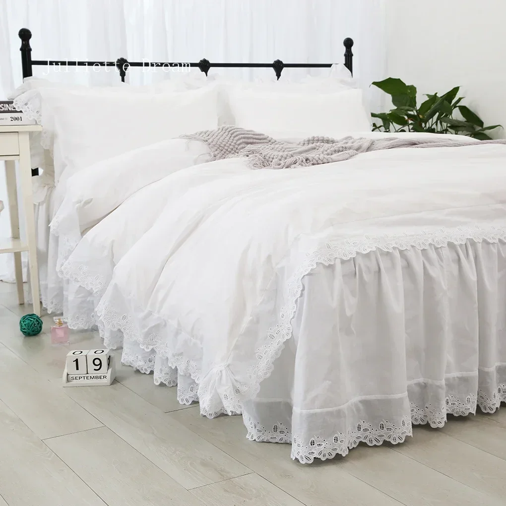 Elegant Bedding Set Ruffle Lace King Size Bedding Set Luxury Bedding Sets Duvet Cover Home Quilt Case Bed Sheet Linen