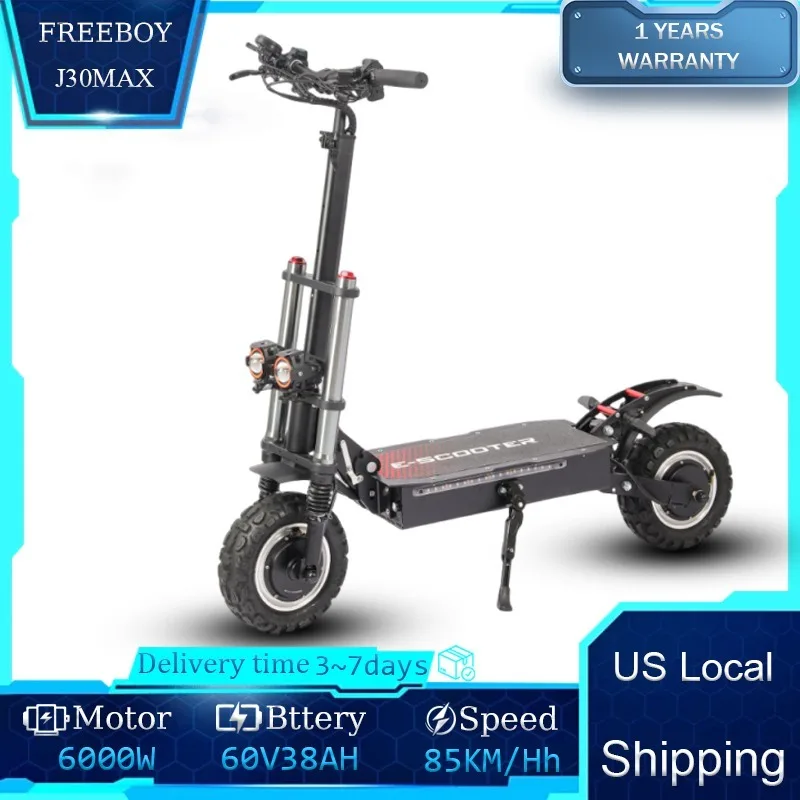 

FREEBOY J30MAX E-scooter 6000W Dual Motor 60V38AH Battery 11-inch Wide Tire Electric Scooter Foldable Urban Commuter Escooters