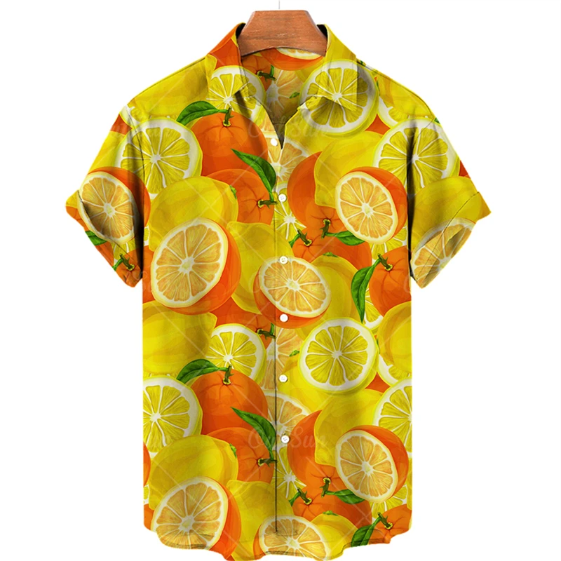 Fruit Pattern 3D Printed Men's Shirt Unisex Summer Clothing Loose Tops Watermalon Graphic Male Casual Shirt Lapel Blouse