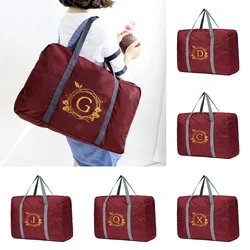 Bolsa de viaje plegable Unisex, organizador de bolsos de gran capacidad, bolsa de equipaje portátil, corona, letras, nombre, patrón, accesorios de viaje