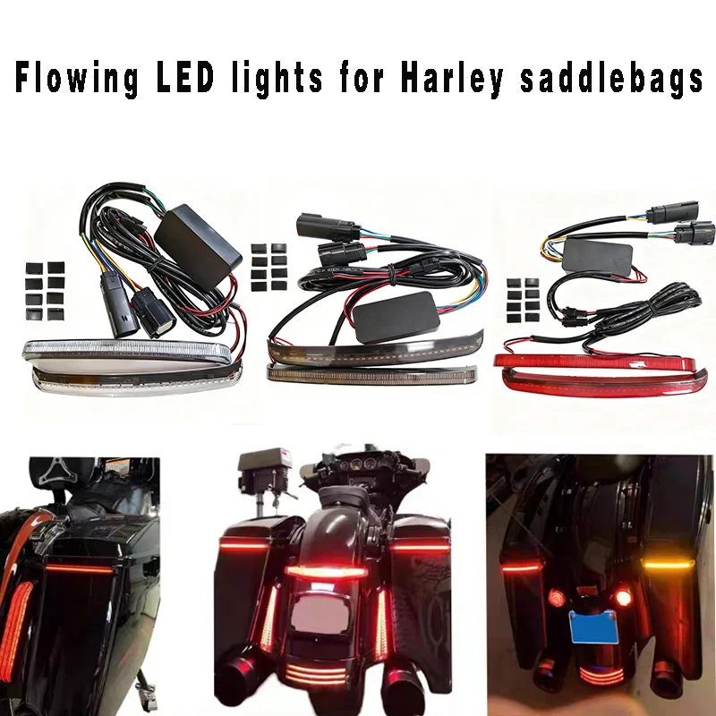 

Motorcycle Saddlebag LED Flowing Brake Turn Signal Light For Harley Touring Electra Glide Road King CVO 2014-2023