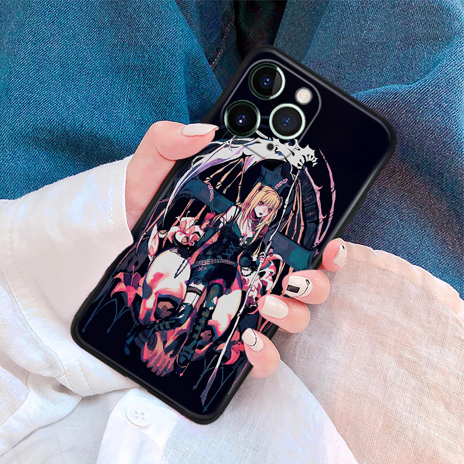 Misa Amane Anime Character TPU Tempered Glass Phone Protective Case for iPhone Xr Xs 7 8 15 Plus 12 13 Mini 11 14 15 16 Pro Max