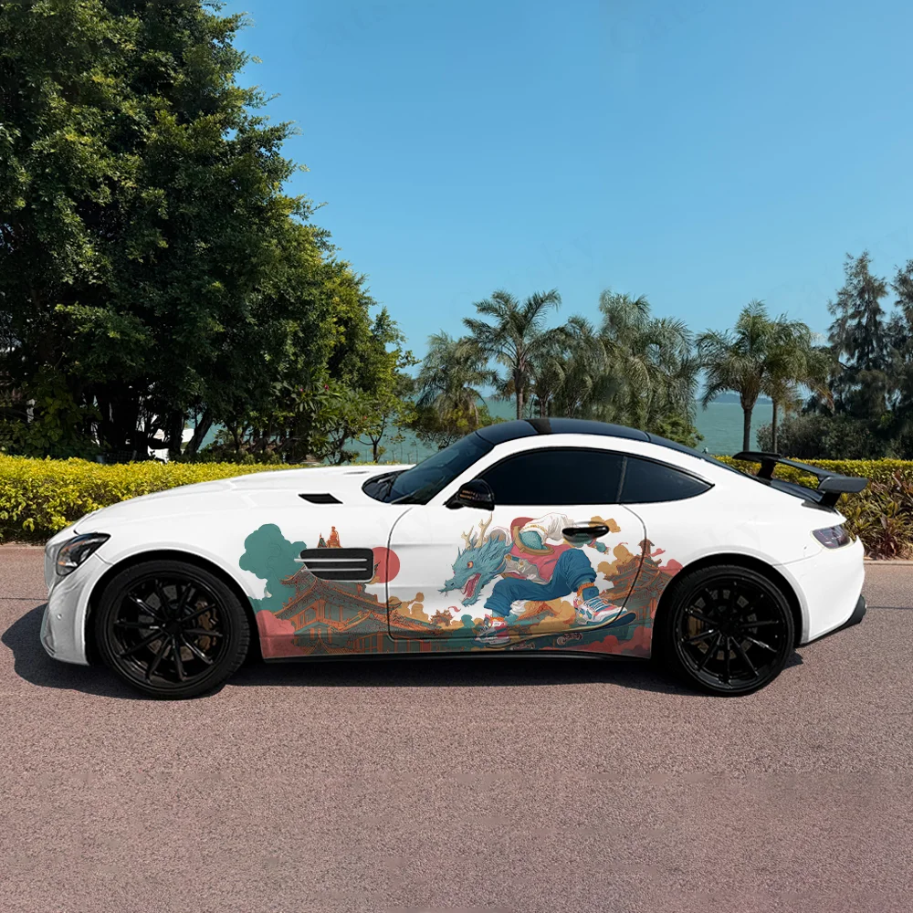 

Dragon Skateboard Cloud Car Vinyl Wraps Decal Self-adhesive PVC Sticker Suitable for Trucks SUV Decoration Auto Accessories Gift
