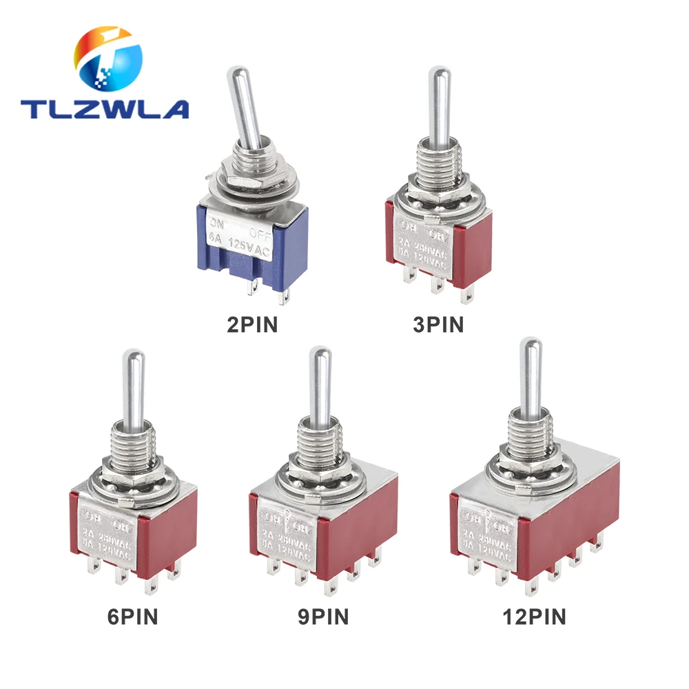 Toggle Switch SPDT DPDT Rocker Switch MTS 5A 6A 125V Self-Reset Switch 3A 250 AC 3 6PIN ON-ON ON-OFF-ON Starting Switch