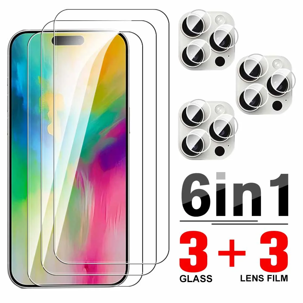 6In1 Lens Film Tempered Glass For IPhone 16 Pro Max Protective Glass Screen Protector Ifone 16Pro Max Iphone16 Pro Protect Films