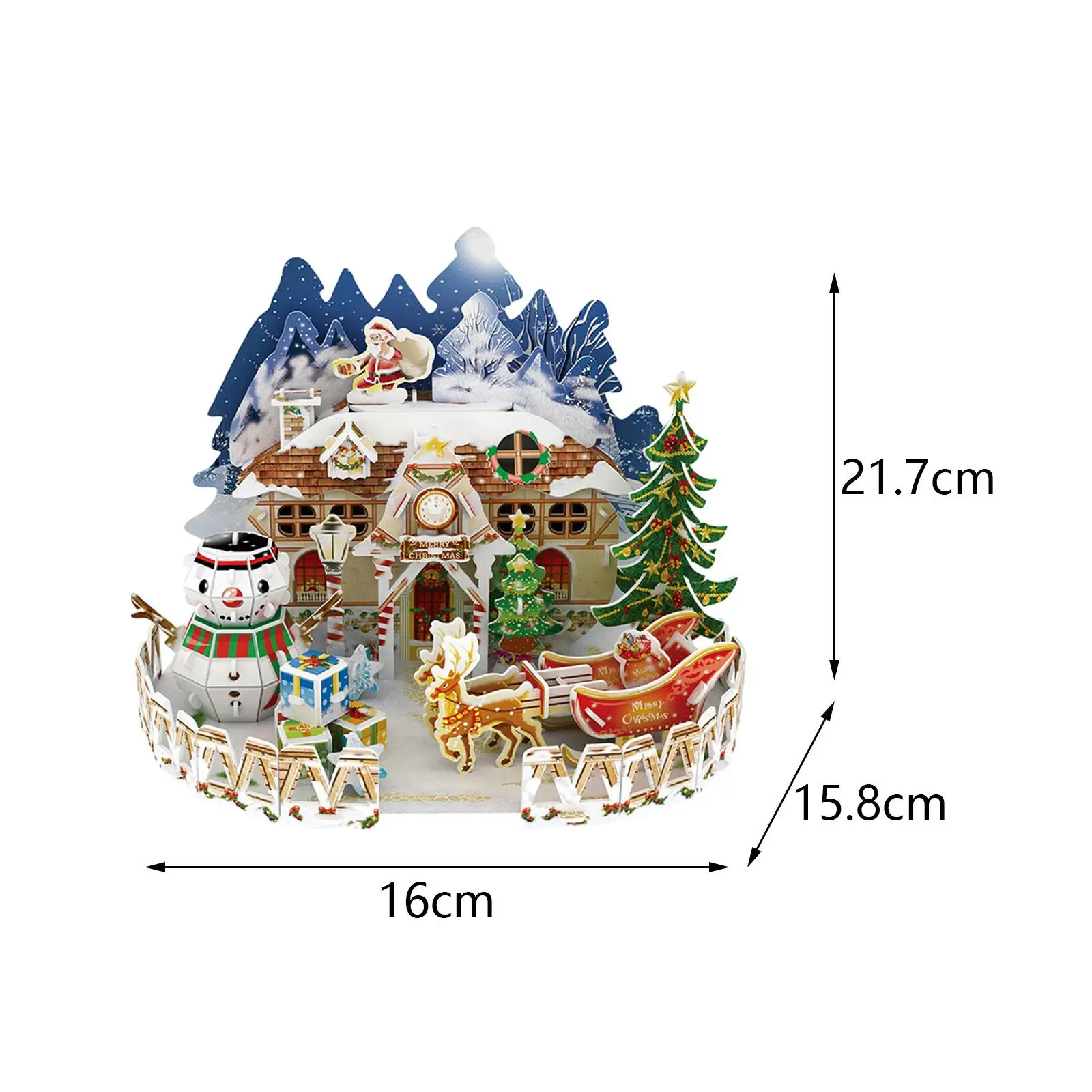 Christmas Puzzle Kids Construction Toy Creative Doll House Model for Home