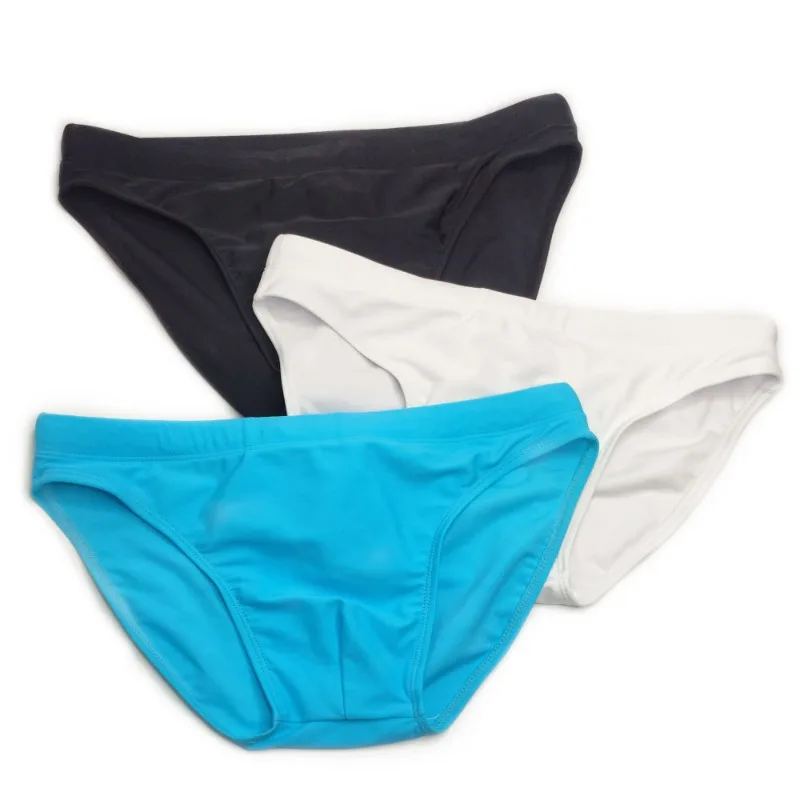 Simple solid color small triangle swimming trunks with cup quick-drying beach briefs UXH096-1 - Image 3