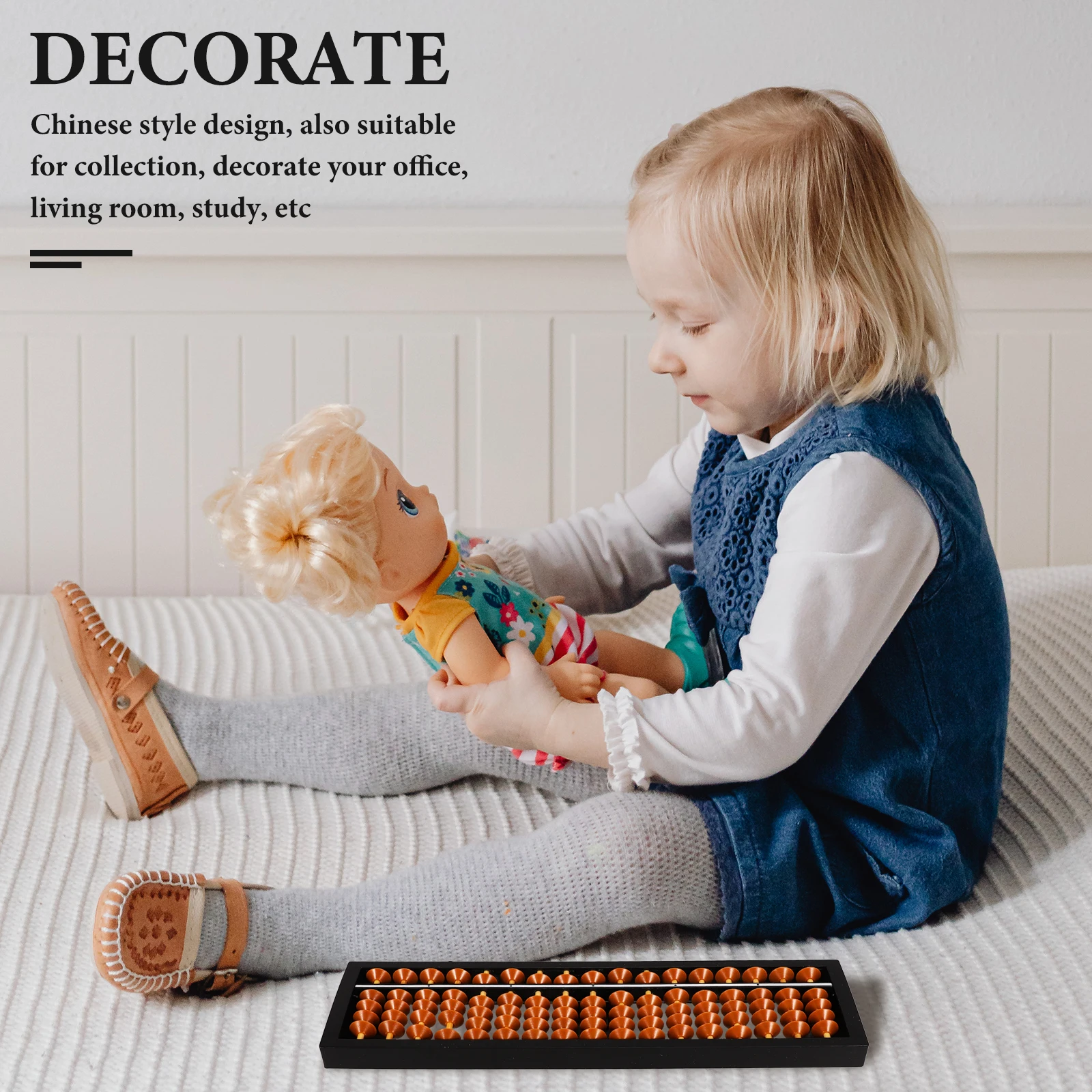 1 PC Pearl Heart Abacus 1723 ลูกปัดเลขคณิตของเล่นสําหรับเด็กคณิตศาสตร์พลาสติกขนาดเล็กการคํานวณกรอบจีนสไตล์วินเทจ