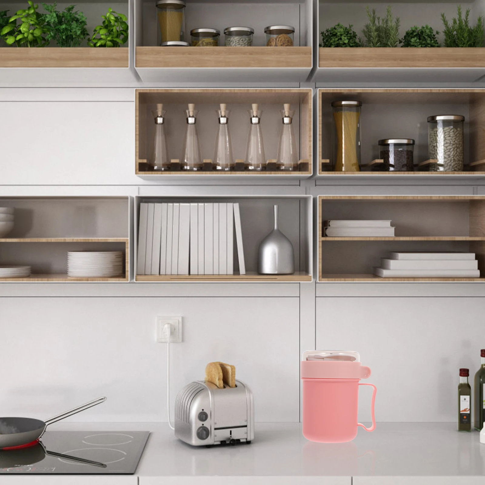 

1 Setportable Soup With Lid Leak-Proof Food Container Microwave Cereal Cup Anti-Slip Insulated Breakfast Milk Cup Easy