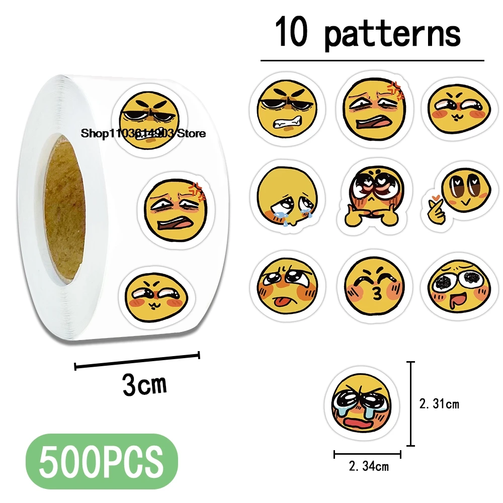 500pcs/roll Cartoon Cute Funny Expression stickers room decor wall art water bottle  school teacher supplies reward stickers