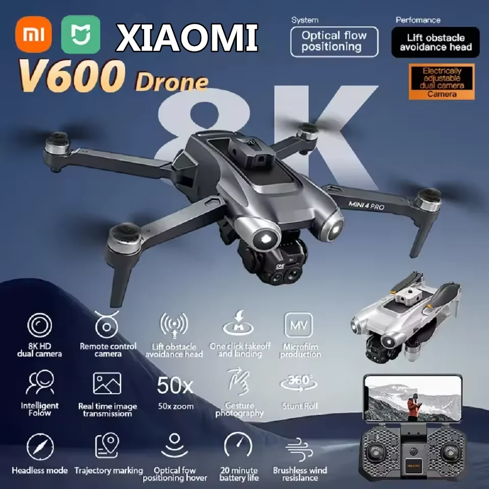 Xiaomi V600 Drone Mini 4 Pro Max Professional 8K Dual Camera Omnidirectional Optical Flow Obstacle Avoidance WIFI GPS Quadcopter