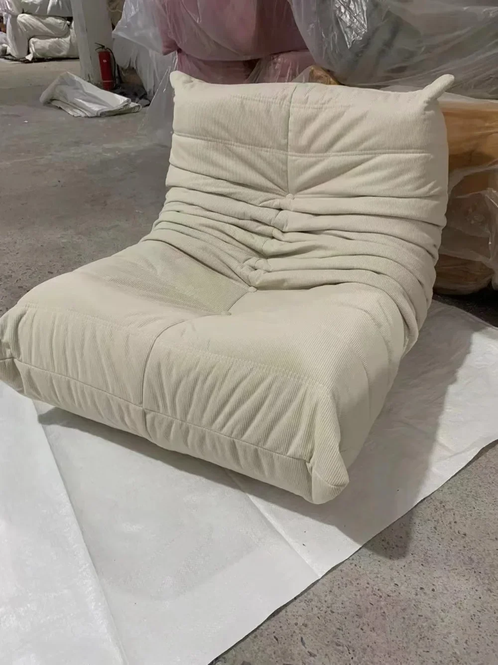 Togo caterpillar sofa balcony leisure bedroom living room reclining sleeping lazy sofa cream wind single recliner image 6