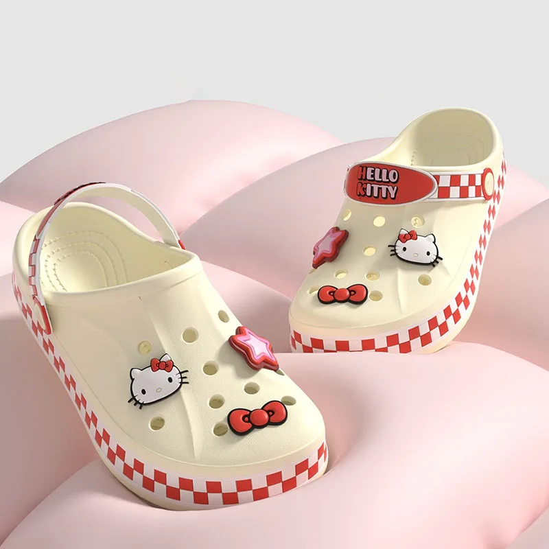 

Cute Sanrio Hello Kitty Slippers Kawaii Cartoon Summer Arch Support Non Slip Odor Resistant Casual Anime Beach Slippers Gifts