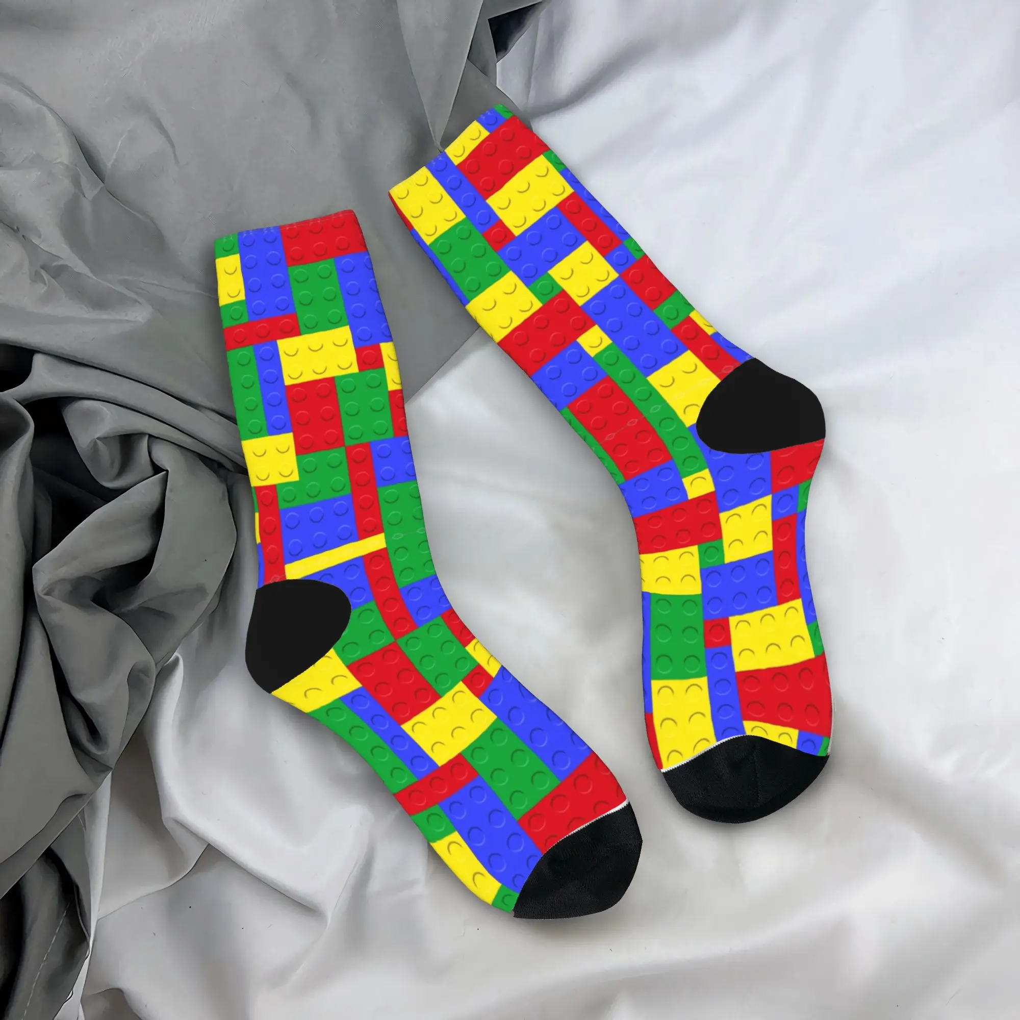Classic Red Green Blue Yellow Building Blocks Bricks Stockings Trendy Socks Comfortable Socks Spring Running Sports Anti Socks