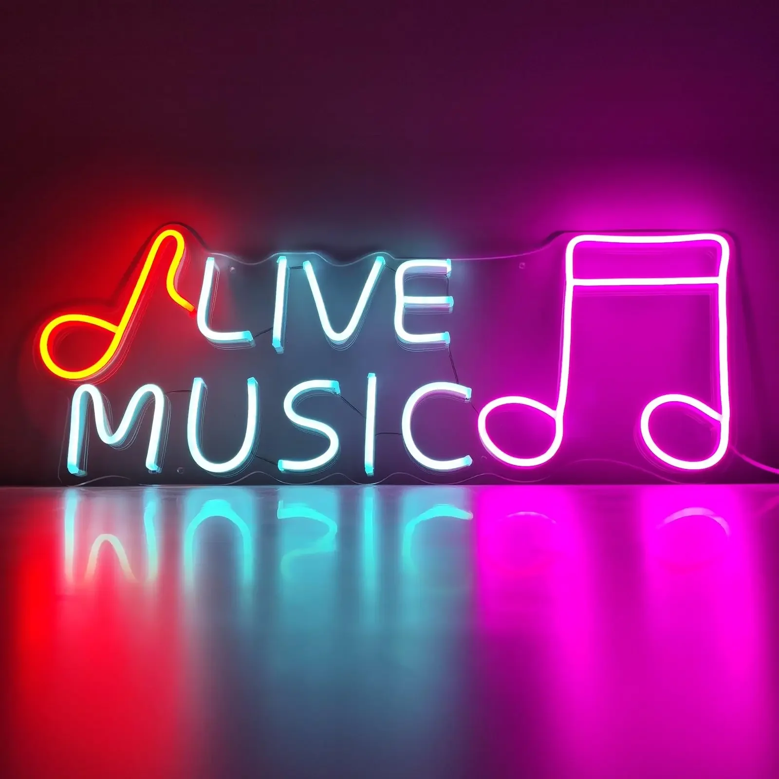 Live Music Neon Sign Music Record Led  for Wall Decor,Light Up Signs for Bedroom,Night Club Beer Bar Party Decorations