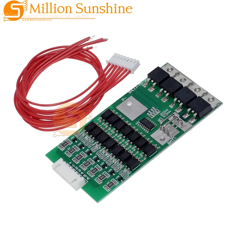 7S Bms Li-ion Lithium 18650 Battery Protection Board 24V 20A Battery Balancer With Matching Cable Automatic Protection Function
