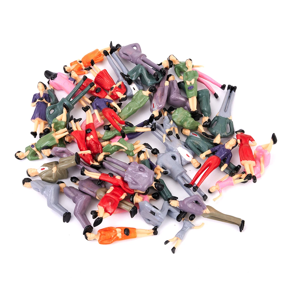 50 Stück Modell-Menschenfiguren, Maßstab, Kunststoffmodelle, 1:32, sitzende Menschen, stehende Figuren aus Kunststoff, 1 Gauge, Hausgartendekorationen