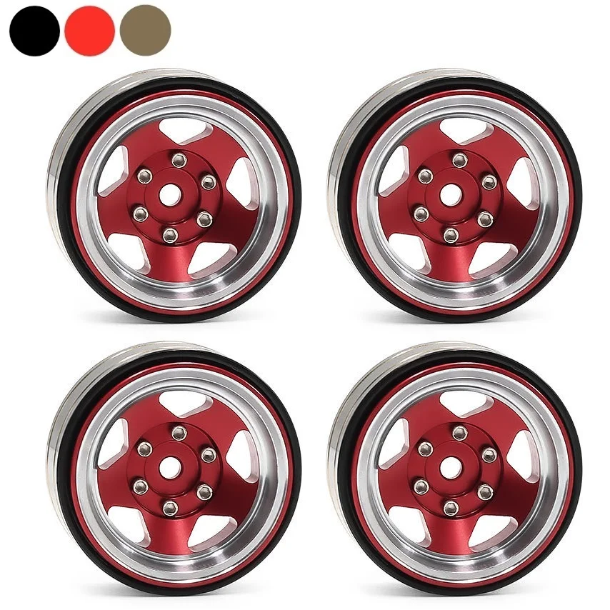 

4pcs Brass Counterweight Beadlock Wheel Rim Aluminum Hub For 1/18 1/24 RC Car TRX4M SCX24 AX24 FCX24 Ascent-18 Upgrade Parts