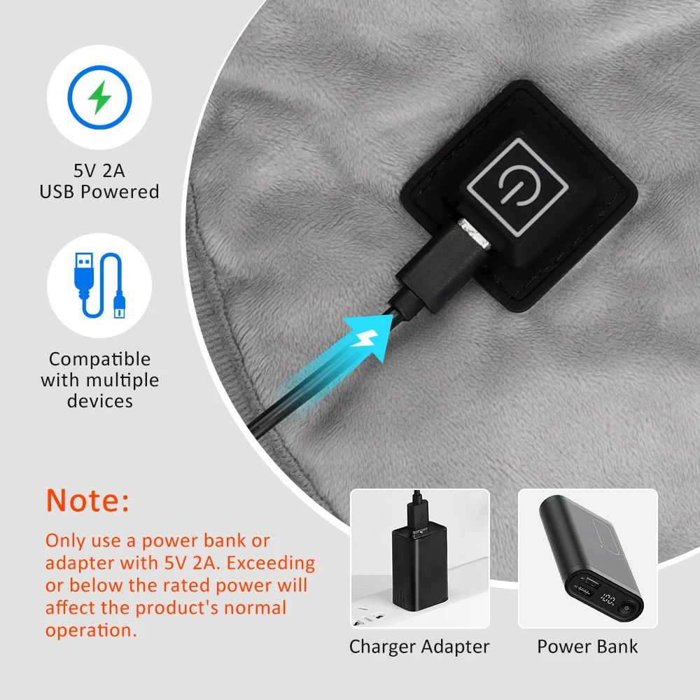5V 2A USB Neck And Shoulder Heating Pad Electric Hot Compress Shawl Back Wrap Home Office Abdomen Menstrual Warming Soft Mat image 5
