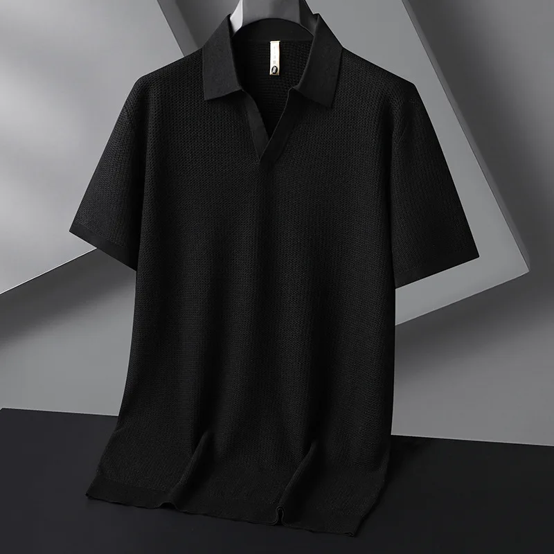 New Arrival Fahsion Suepr Large Knitted Men's with Mulberry Silk Scissor Collar, Summer T-shirt Plus Size 3XL4XL 5XL 6XL 7XL 8XL