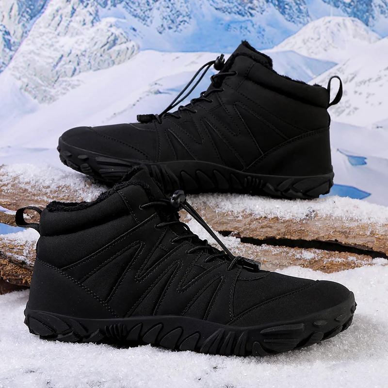 2024 Winter Outdoor Hiking Shoes for Women Snow Barefoot Casual Shoes for Men Warm Fur Men's Ankle Shoes for Women Snow Boots