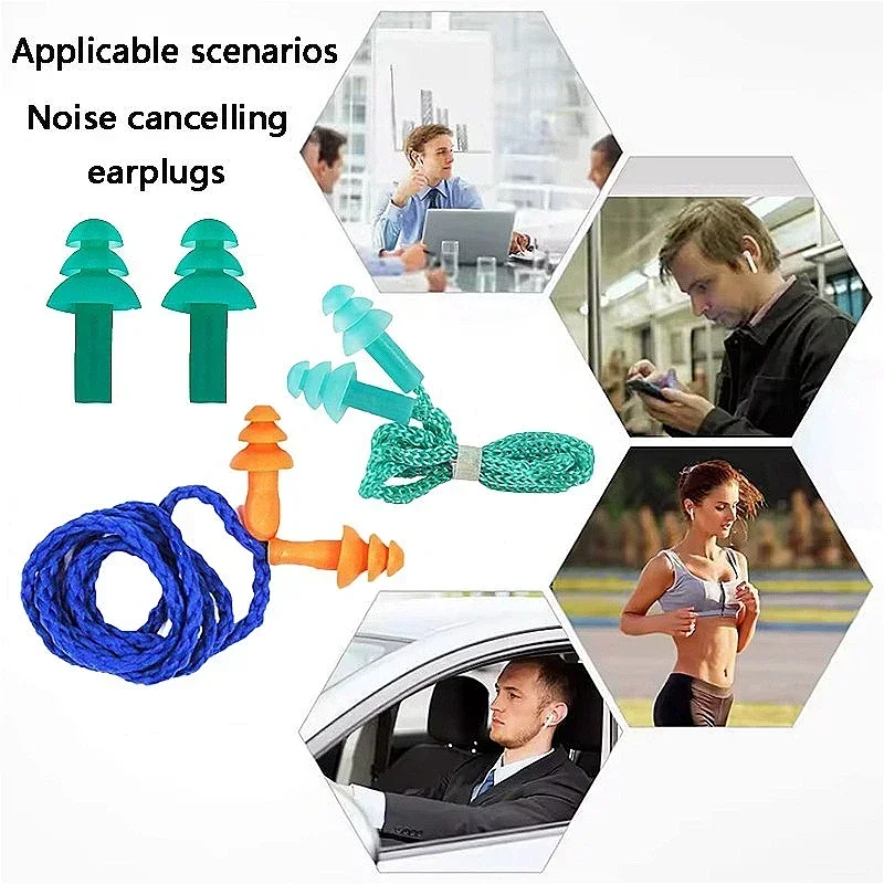 10pcs 소음 방지 귀마개 방음 귀마개 보호 귀마개 재사용 가능한 귀마개 수면 귀마개 보안 보호