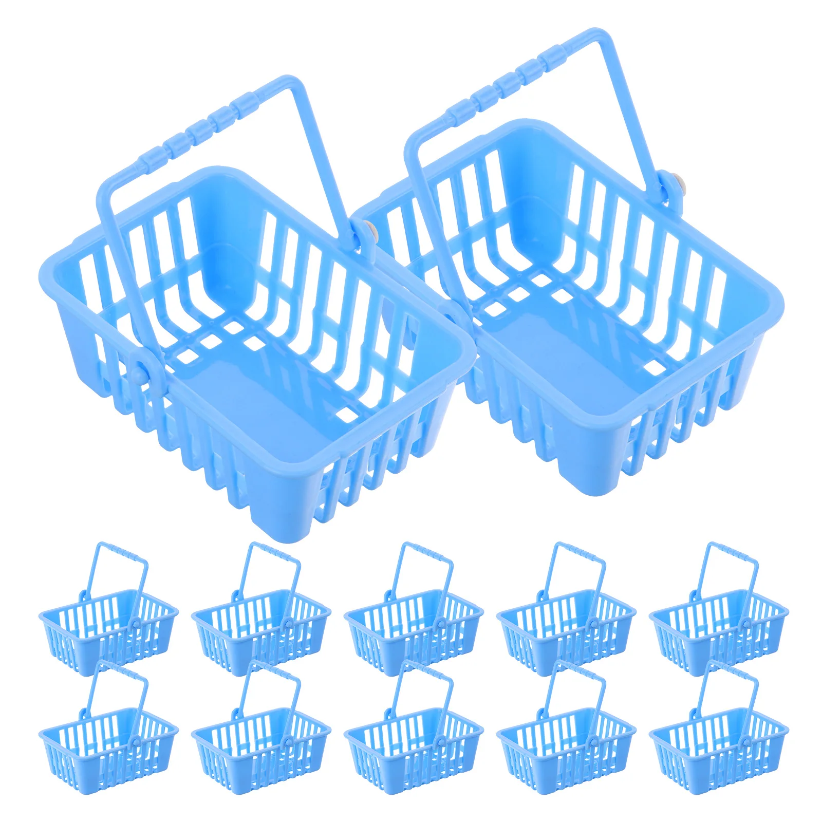 12 قطعة من سلال التسوق الصغيرة مقابض سلة بلاستيكية خفيفة الوزن لوازم سوبر ماركت لمشاريع الديكور المنزلي الصغير الحرفية