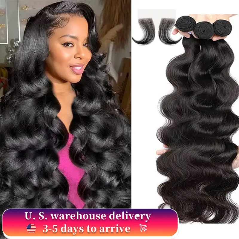 4 bundles Body Wave Human Hair Bundles Remy Hair Water Wavy Bundles Weaves Doule Drawn Wholesale 100% Raw Natural Tissage