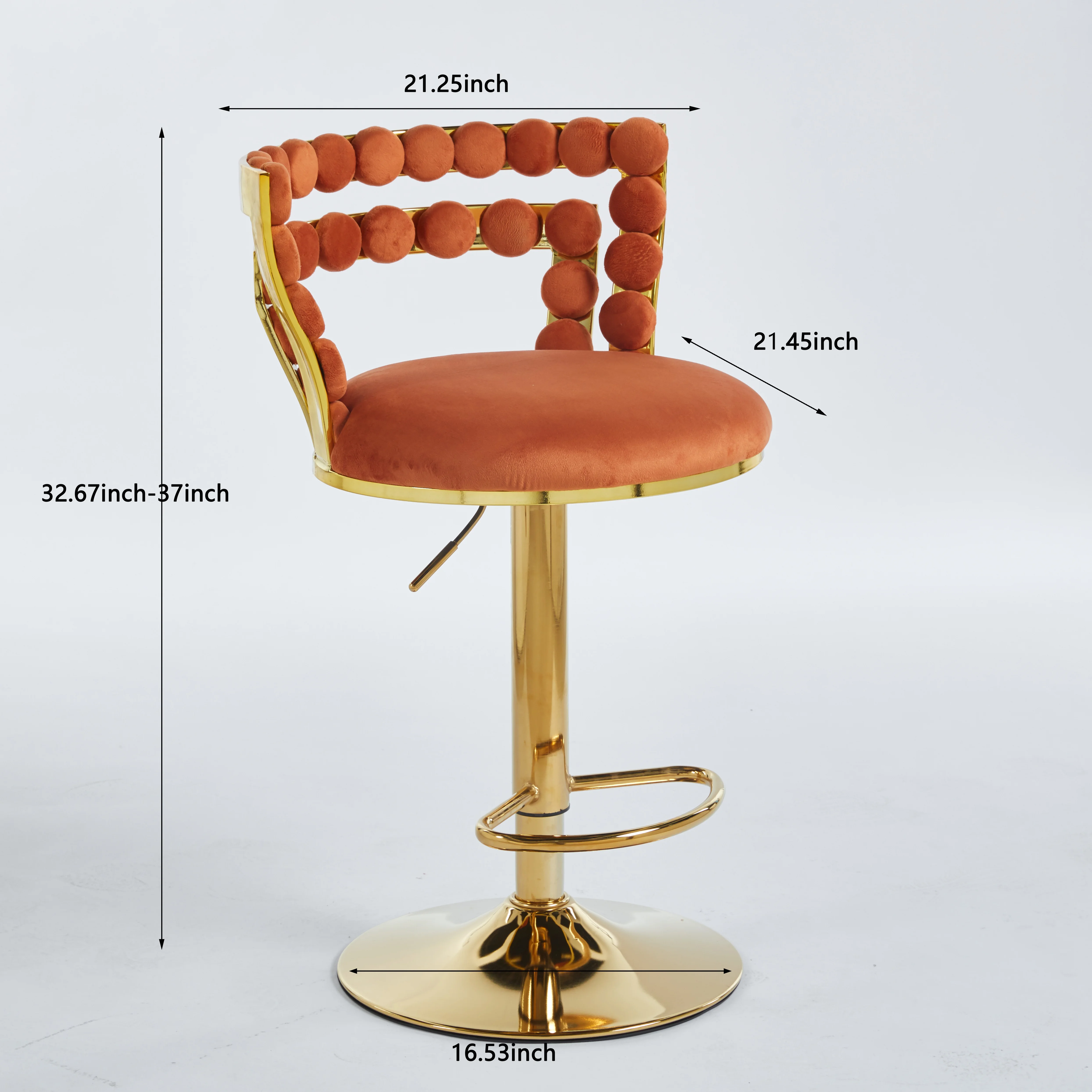 Silla de bar moderna (juego de 2) con patas de tubo de hierro de color dorado, cojines suaves y respaldo cómodo, adecuada para comedor,