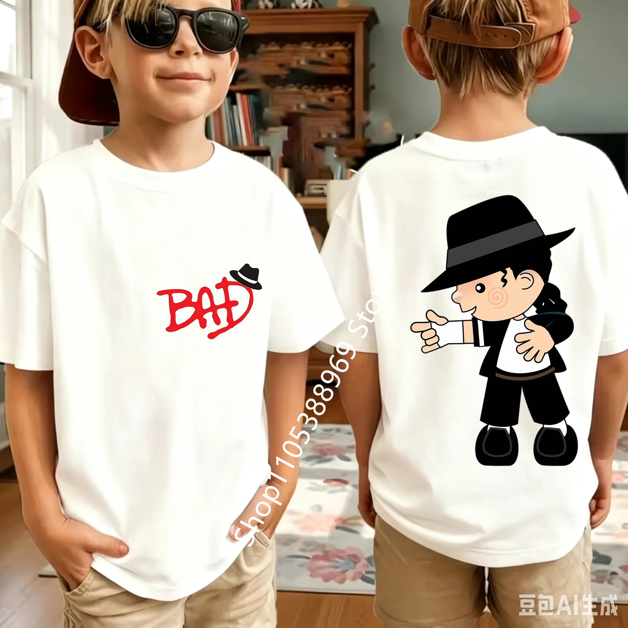 2026 Neues King of Pop Michael Jackson Kinder-T-Shirt, Cartoon-Baumwoll-Oberteile, MJ-T-Shirts für Jungen und Mädchen, Geburtstagsgeschenk – Detail 15