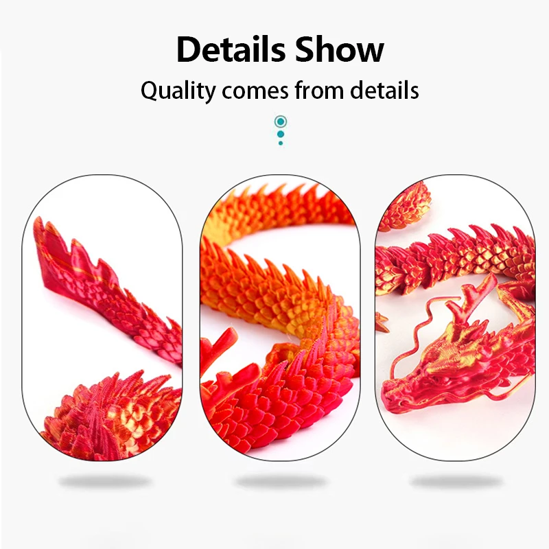 3D Printing Dragon Model Crafts Color Changing Joint Movements Car Home Decoration Aquarium Ornament Halloween Christmas Gifts