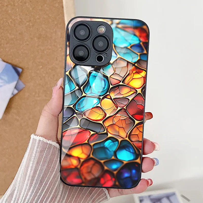 Drawing Board Tempered Glass Case For iPhone 13 Case iPhone 14 15 12 11 Pro X XS Max XR 7 8 SE Funda Shockproof Protective Cover