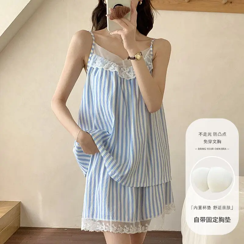 Korean Version Women's Fashionable Short Sleeved Shorts Set Sweet Princess Pajamas Summer Youth Loose Casual Home Clothes Kawaii