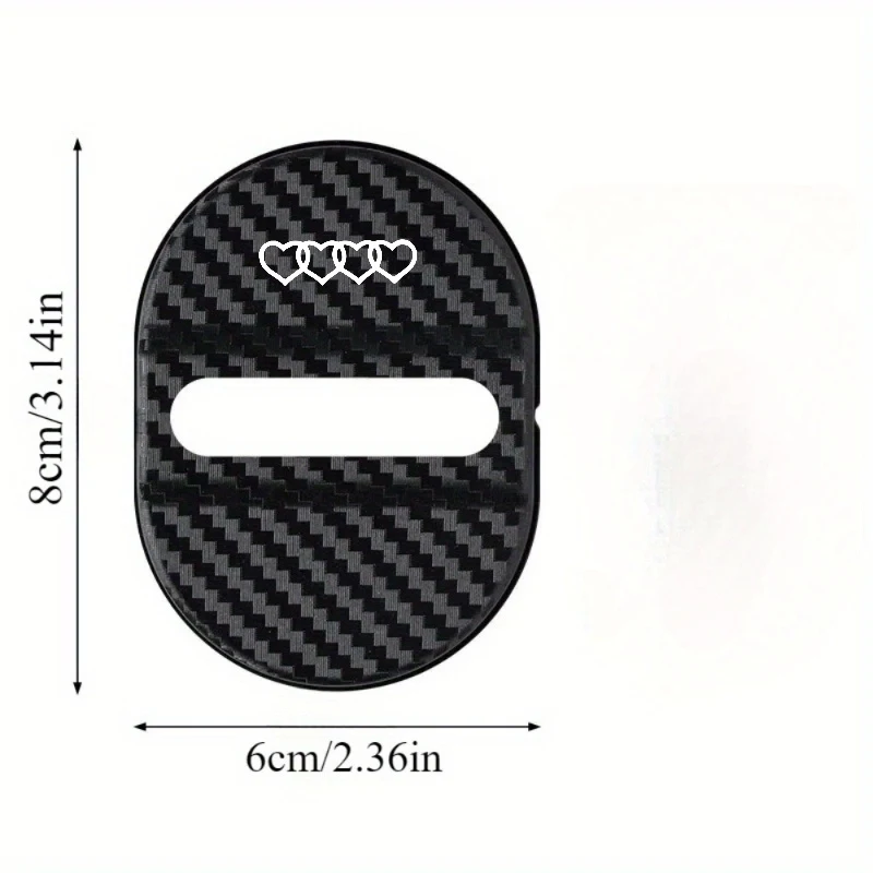 White heart design4Individual car door lock protection cover Carbon fiber textured car door lock limiter anti-collision cushioni