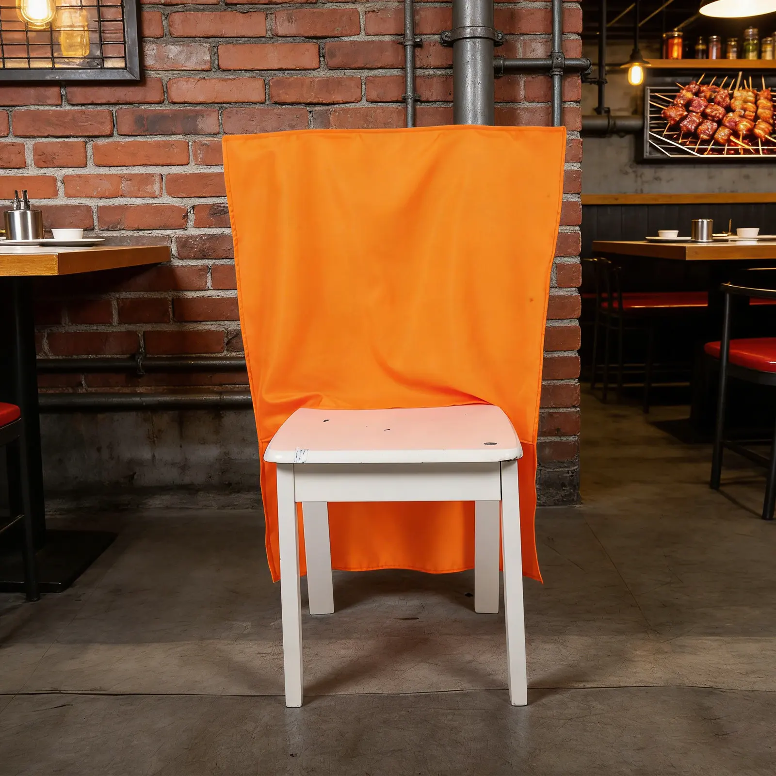 Chair Back Covers for Dining Chairs Orange Banquet Bbq Hotpot Catering Hotel Anti-Stain Oilproof Theft-Proof Clothes Protection