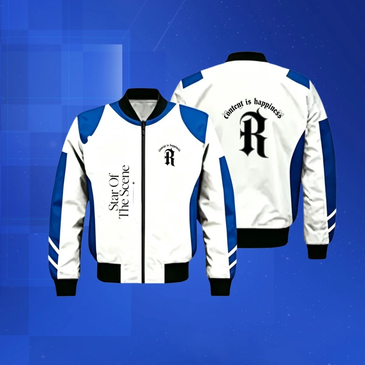 Men Two Tone Letter Slogan Print Zip Baseball Jacket Gothic Logo Streetwear Casual Bomber Coat